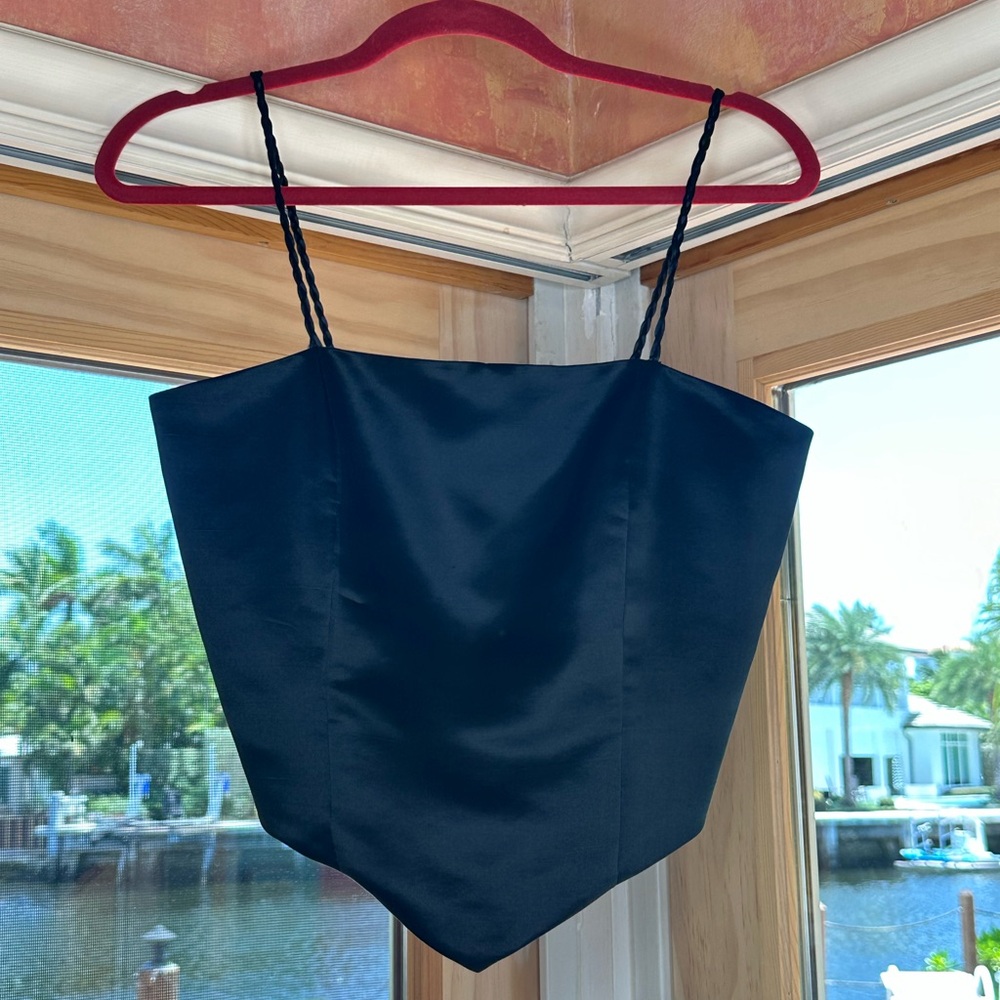 Elegant Black Satin Camisole and Skirt Set
